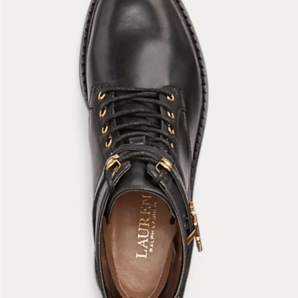 LAUREN RALPH LAUREN Womens Black Elridge Toe Block Heel Leather Booties 5.5 - Picture 2 of 3